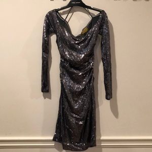 Nicole Miller Gunmetal Sequin Dress